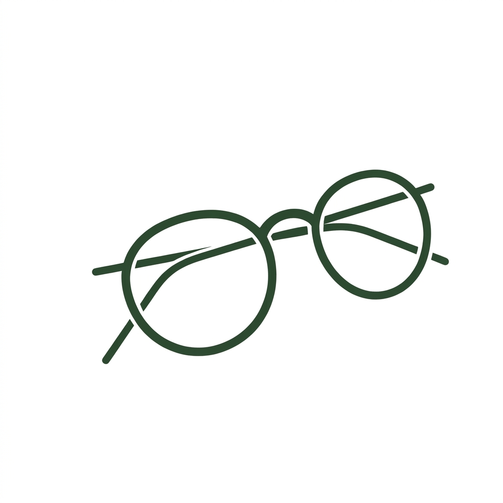 Realistic pencil sketch of round eyeglasses with detailed frames and shadows